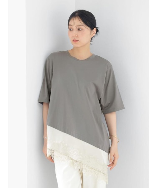 レースアシメデザインTシャツ