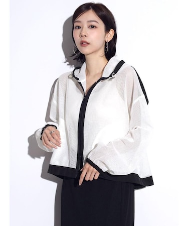 バイカラーメッシュフーディー