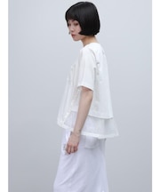 レース×チュールレイヤードデザインカットソー