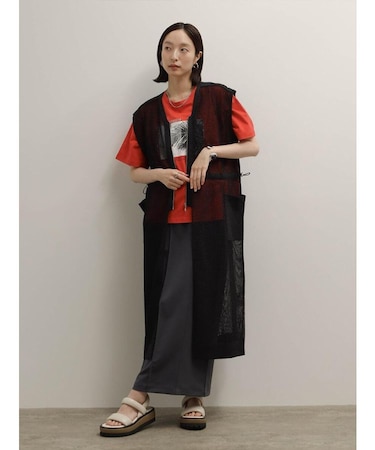 グリッターラメメッシュロングジレ