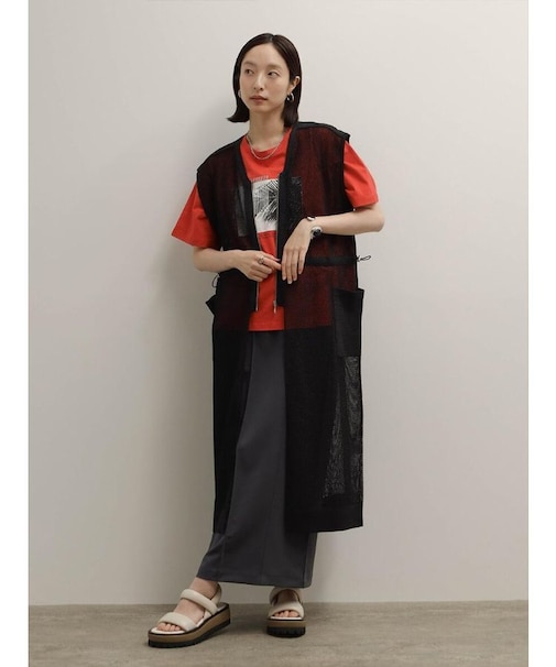 グリッターラメメッシュロングジレ