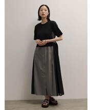 異素材ドッキングウエストベルトワンピース