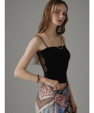 【Ample別注】PALM VELOUR SHEER BARETOP