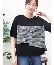 ツイード＆チュールドッキングTシャツ