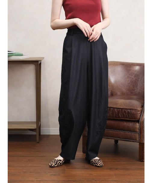 サイドレースモチーフ テーパードパンツ