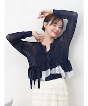 メッシュフリルカーディガン