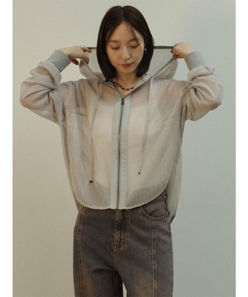 メッシュジップアップフーディー(gray,black)｜メドックの通販｜&mall