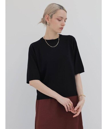 【WEB限定カラーあり】バックジップハーフスリーブニットPO