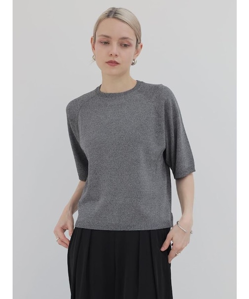 【WEB限定カラーあり】バックジップハーフスリーブニットPO