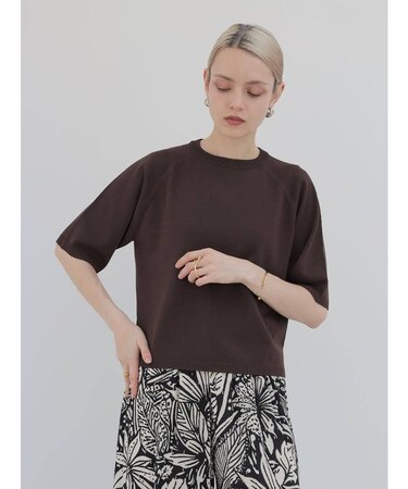 【WEB限定カラーあり】バックジップハーフスリーブニットPO
