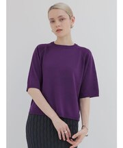 【WEB限定カラーあり】バックジップハーフスリーブニットPO
