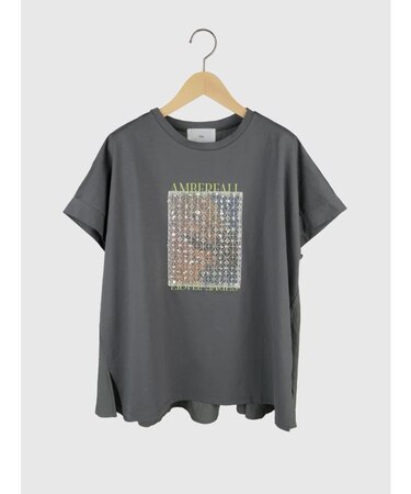 ビジューレースパッチロゴTシャツ