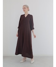 麻混タックスリーブスキッパーワンピース