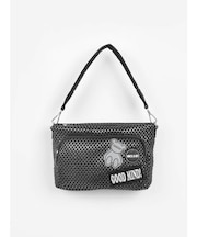 ロゴパッチ付きシルバーメッシュ2WAYバッグ