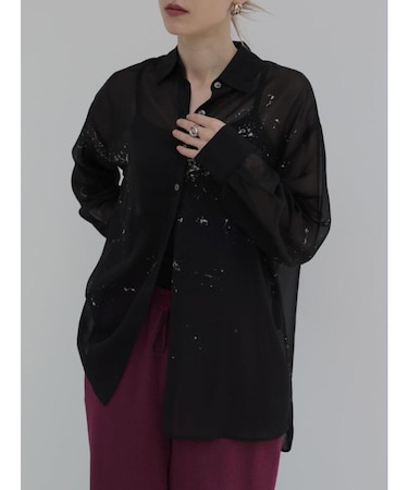 モノトーンニュアンスプリントシアーシャツ