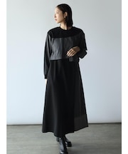 デニムコンビロングスリーブカットワンピース