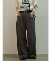ベルト付きサイドタックスウェットワイドパンツ