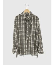リボンディティールチェックシャツ