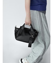 チャーム付きフェイクレザー2wayバッグ(greige,black,blue)