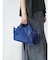チャーム付きフェイクレザー2wayバッグ（greige,black,blue)