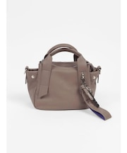 チャーム付きフェイクレザー2wayバッグ(greige,black,blue)