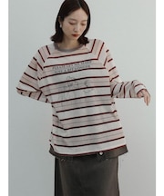 シアーボーダーアートプリントTシャツ