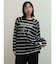 シアーボーダーアートプリントTシャツ