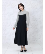シャツドッキングニットワンピース