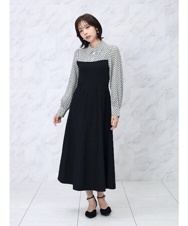 シャツドッキングニットワンピース