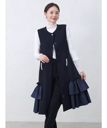 パール×フリルロングジレ