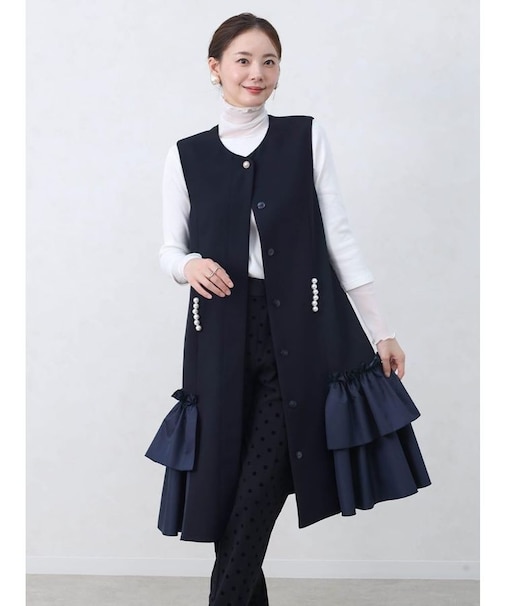 パール×フリルロングジレ