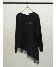 レースアシメヘムロゴロングスリーブシャツ