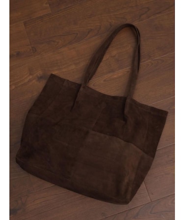 THIN LEATHER SUEDE WIDE TOTE BAG