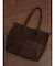 THIN LEATHER SUEDE WIDE TOTE BAG