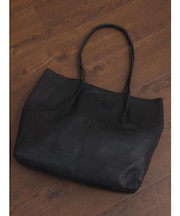THIN LEATHER  SMOOTH WIDE TOTE BAG