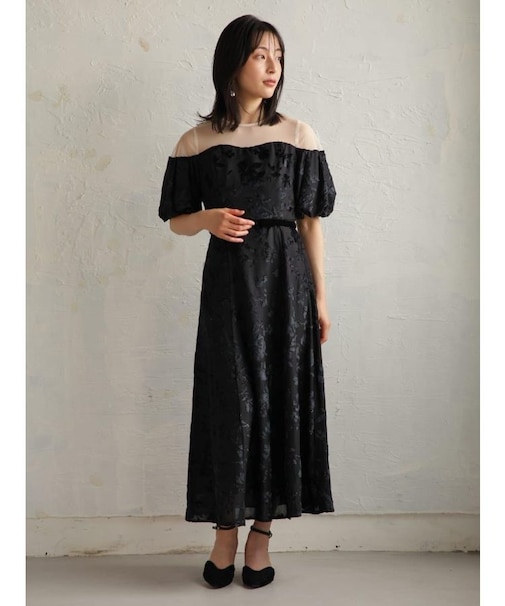 ベロアオパール花柄ドレス
