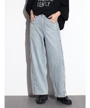 サイドマチワイドデニムパンツ