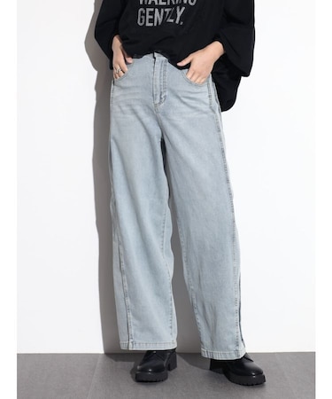 サイドマチワイドデニムパンツ