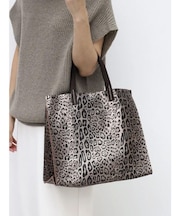 LEOPARD LEATHER TOTE BAG
