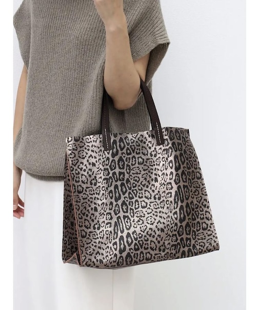 LEOPARD LEATHER TOTE BAG