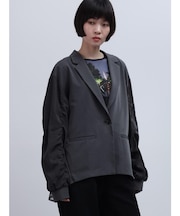 異素材ドッキングメッシュヘムジャケット