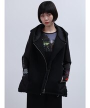 アシメジップフード中綿ベスト