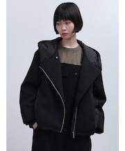 アシメジップフード中綿ジャケット