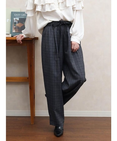 グレンチェックテーパードパンツ