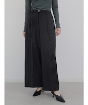 ピンストライプベルト付きワイドパンツ