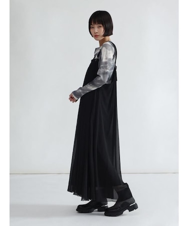 レースアップデザインジャンパースカート（black）