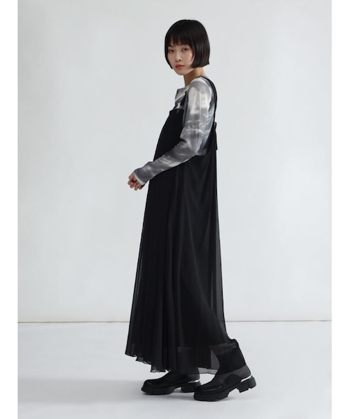 レースアップデザインジャンパースカート（black）