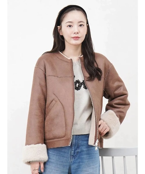 Boutique Ordinary × Vin】リバーシブルムートンブルゾン｜メドックの