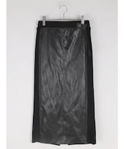 シワ加工フェイクレザー×裏毛スカート
