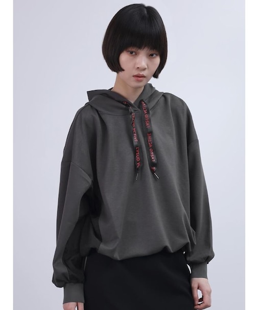 異素材ロゴリボンフーディー
